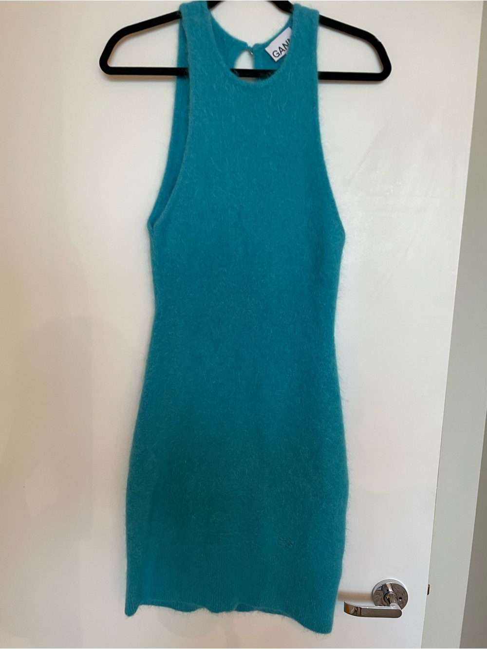 Ganni Teal Blue Knit Sleeveless Midi Dress